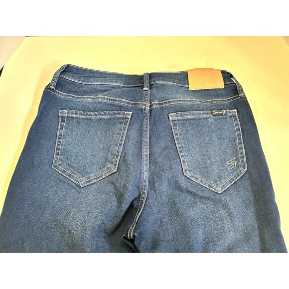Seven7 High Rise Slim Flare Jeans – Dark Wash, Size 4 - Picture 6 of 7